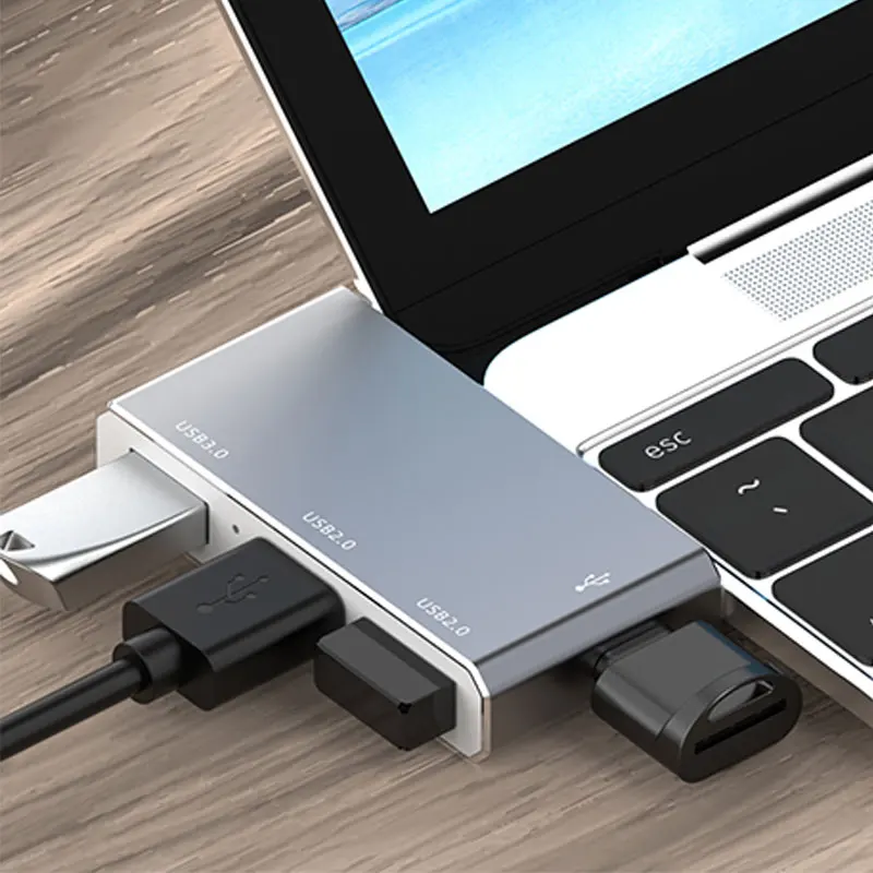 Тип C USB 3.0 КОНЦЕНТРАТОР Mini 3 Порта USB 2.0 Концентратор Высокоскоростная передача данных Разветвитель Коробка Адаптер Для ПК Ноутбук MacBook Pro Аксессуары 4