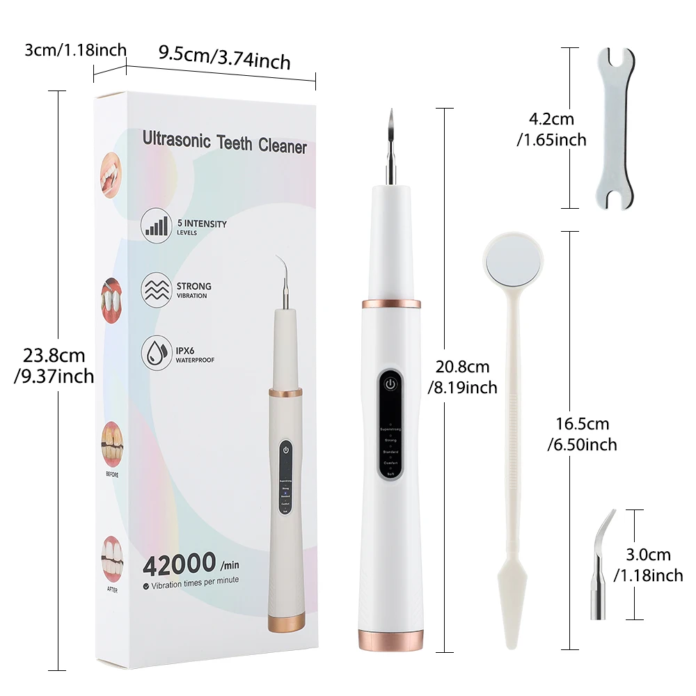 Ультразвуковой зубной скейлер для удаления зубного камня, пятен на зубном камне, 5 режимов, Звуковое Электрическое средство для удаления зубного камня, Чистящие средства 4