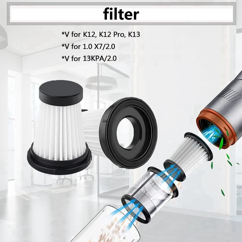 Фильтр для ручного пылесоса MOOSOO K12, K12 Pro, K13 (упаковка из 6 штук) 2