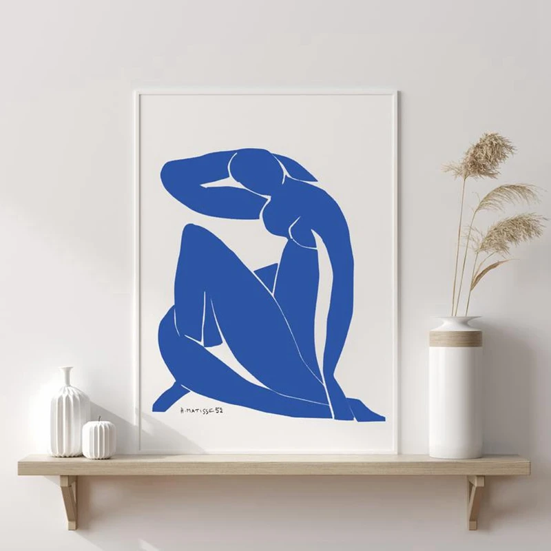 Французский художник-фовист на холсте, Минималистичный женский Плакат, Абстрактные синие ню, художественные принты, Настенные панно, декор для гостиной 1