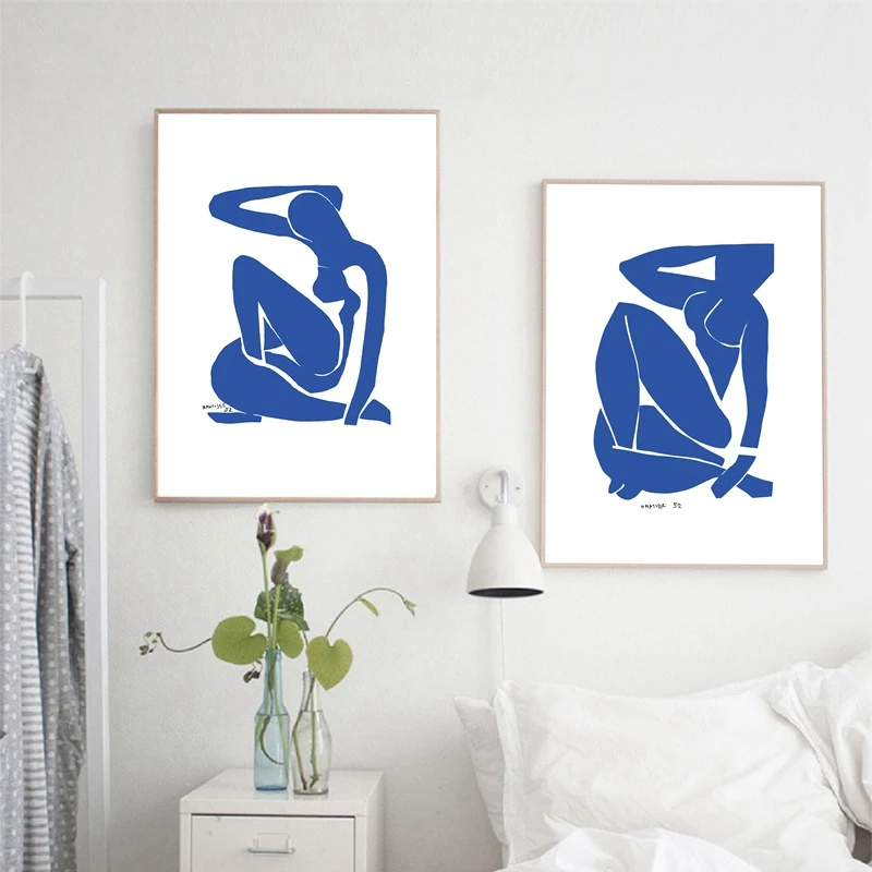 Французский художник-фовист на холсте, Минималистичный женский Плакат, Абстрактные синие ню, художественные принты, Настенные панно, декор для гостиной 3