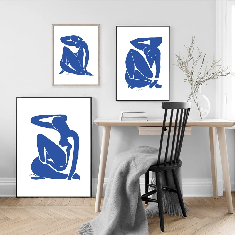Французский художник-фовист на холсте, Минималистичный женский Плакат, Абстрактные синие ню, художественные принты, Настенные панно, декор для гостиной 4