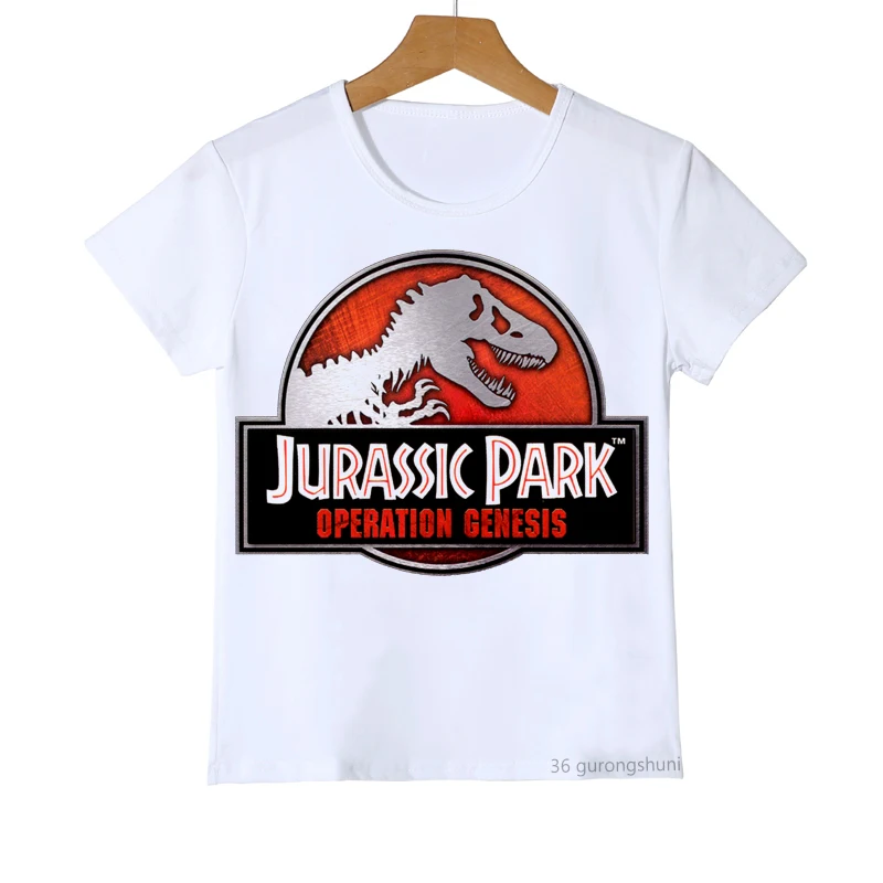 Футболка для мальчиков и девочек, футболки с изображением парка Юрского периода/мира, забавная детская одежда для мальчиков, футболка с принтом динозавра и животных, топы camisetas 2