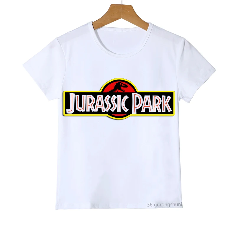 Футболка для мальчиков и девочек, футболки с изображением парка Юрского периода/мира, забавная детская одежда для мальчиков, футболка с принтом динозавра и животных, топы camisetas 4