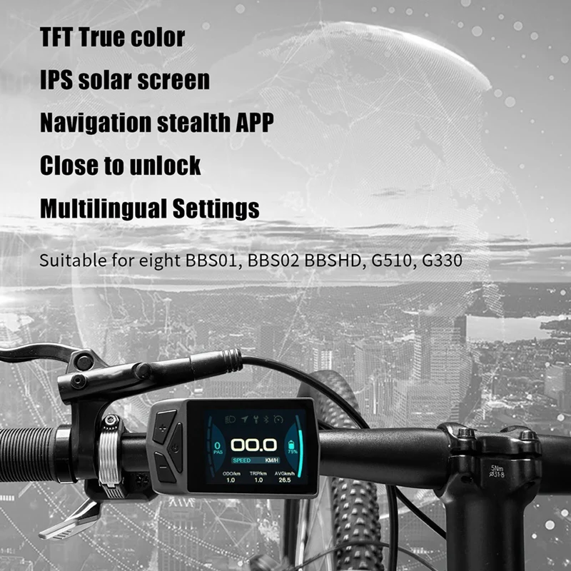 Черный Велосипедный Дисплей Из Смешанного Материала Велосипедный Дисплей LCD Meter B02U Для Bafang Mid Motor BBS 01 02 HD Ebike Panel Водонепроницаемый 4