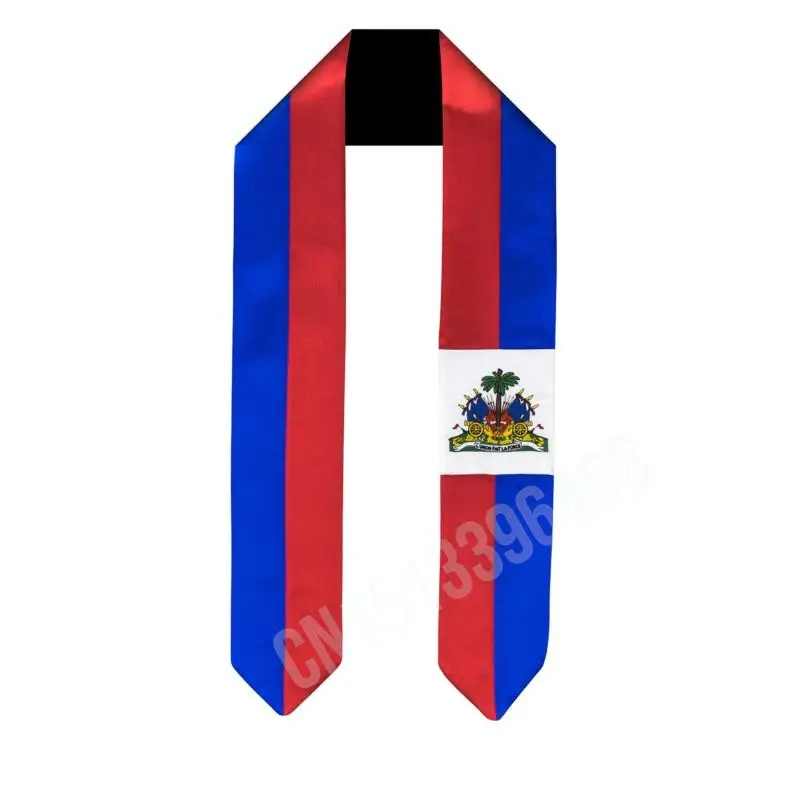 Шарф с флагом Гаити, топ с принтом, выпускной пояс, палантин, международная учеба за границей, аксессуары для вечеринок Унисекс для взрослых 0