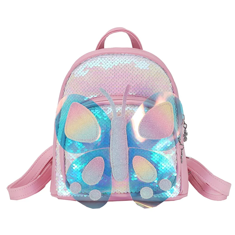 Школьная сумка для девочек в детском саду, детский рюкзак с блестками от 2 до 5 лет, Защита от потери, милая детская сумка с объемной бабочкой 0