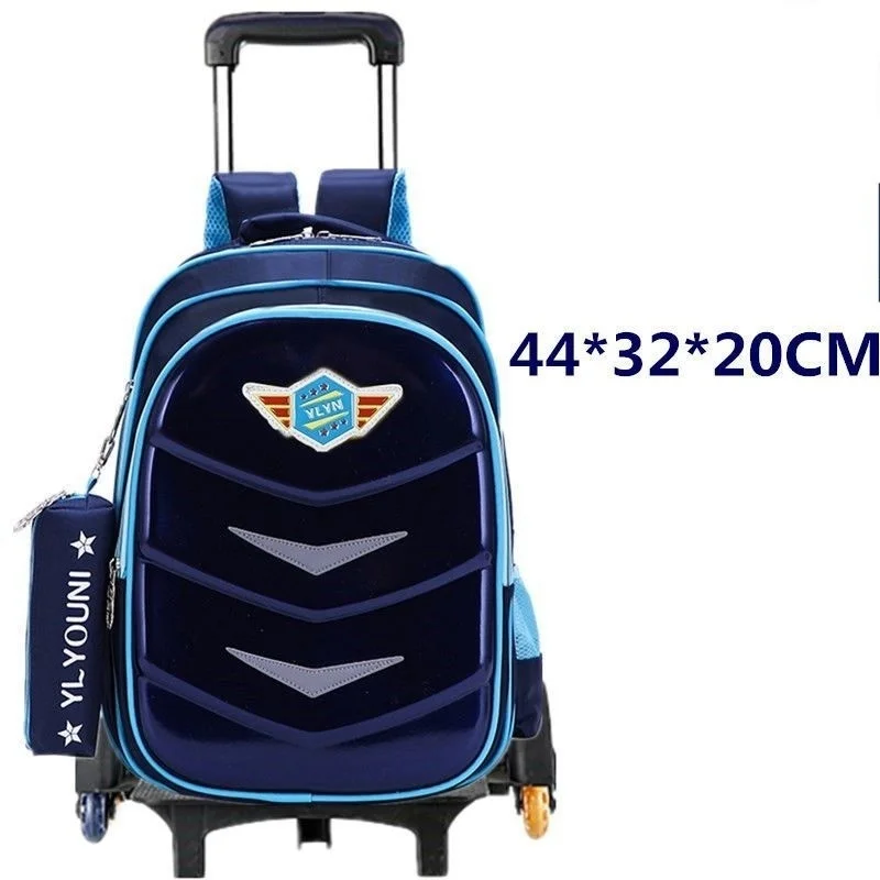 Школьная сумка из искусственной кожи на колесиках для мальчиков, школьный рюкзак-тележка для девочек, водонепроницаемый рюкзак на колесиках для школьных сумок, сумки-тележки 4