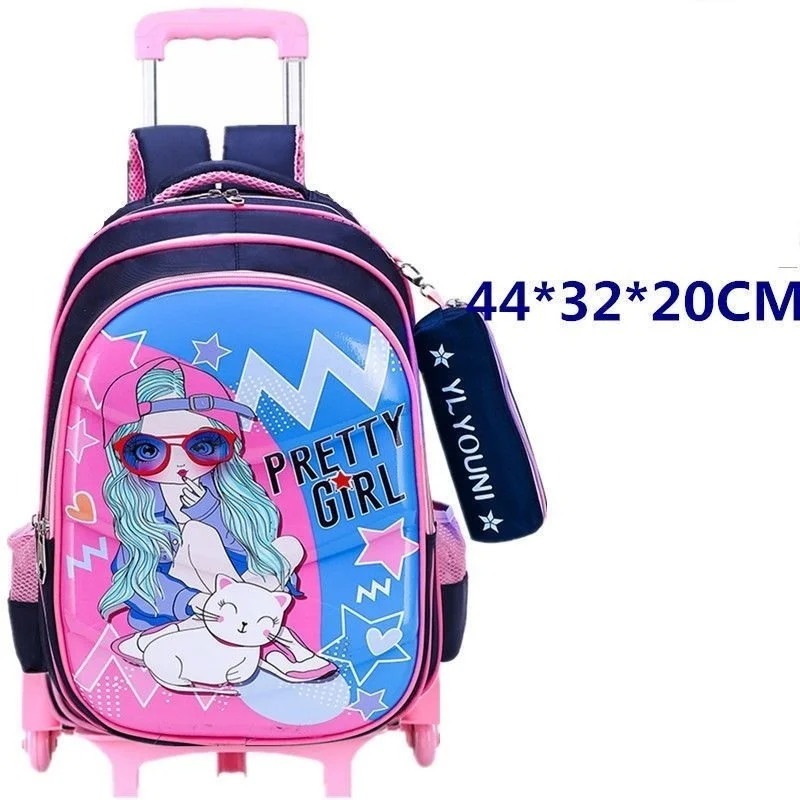 Школьная сумка из искусственной кожи на колесиках для мальчиков, школьный рюкзак-тележка для девочек, водонепроницаемый рюкзак на колесиках для школьных сумок, сумки-тележки 5