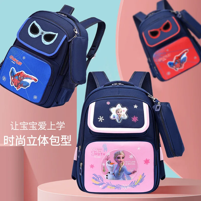 Школьные сумки Disney Frozen для девочек и мальчиков, Человек-паук, Ортопедический рюкзак для учащихся начальных классов 1-3 класса Большой емкости Mochila 0