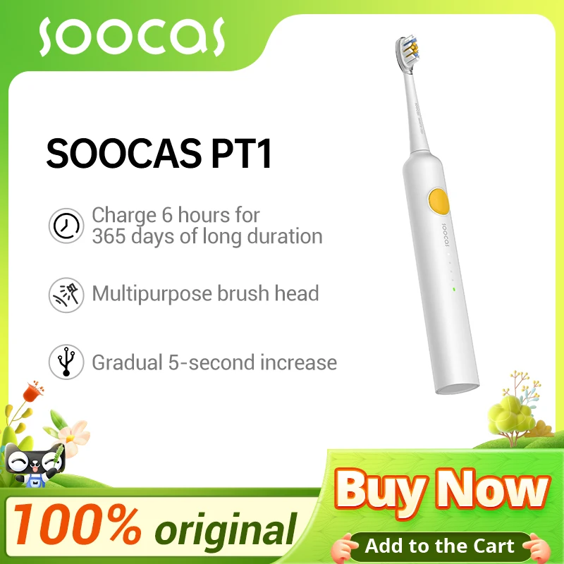 Электрическая Зубная щетка SOOCAS Sonic PT1 для умной чистки и отбеливания, ультразвуковая Зубная щетка для путешествий, Портативная 0