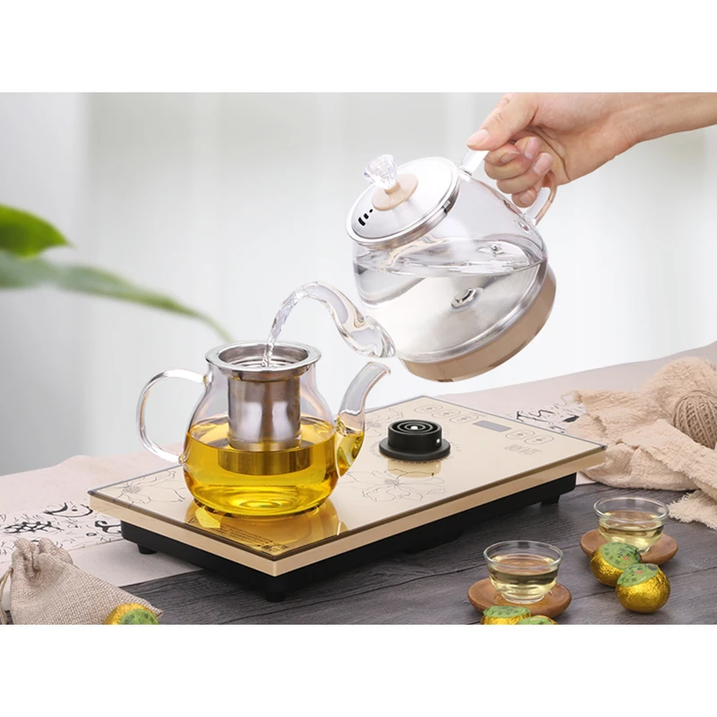 Электрический Чайник Бытовой Чайник с Автоматическим Подачей воды Снизу, Кофейный столик Со Встроенным Чайным Сервизом, Индукционная плита 5