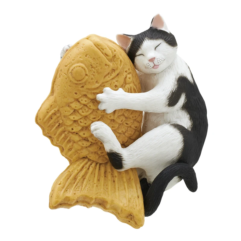 Япония Игрушка Гашапон Funabashi Cat Gashapon Wave Play Модель, Держащая В Руках Готовую Фигурку Тайяки Gacga Toys 5