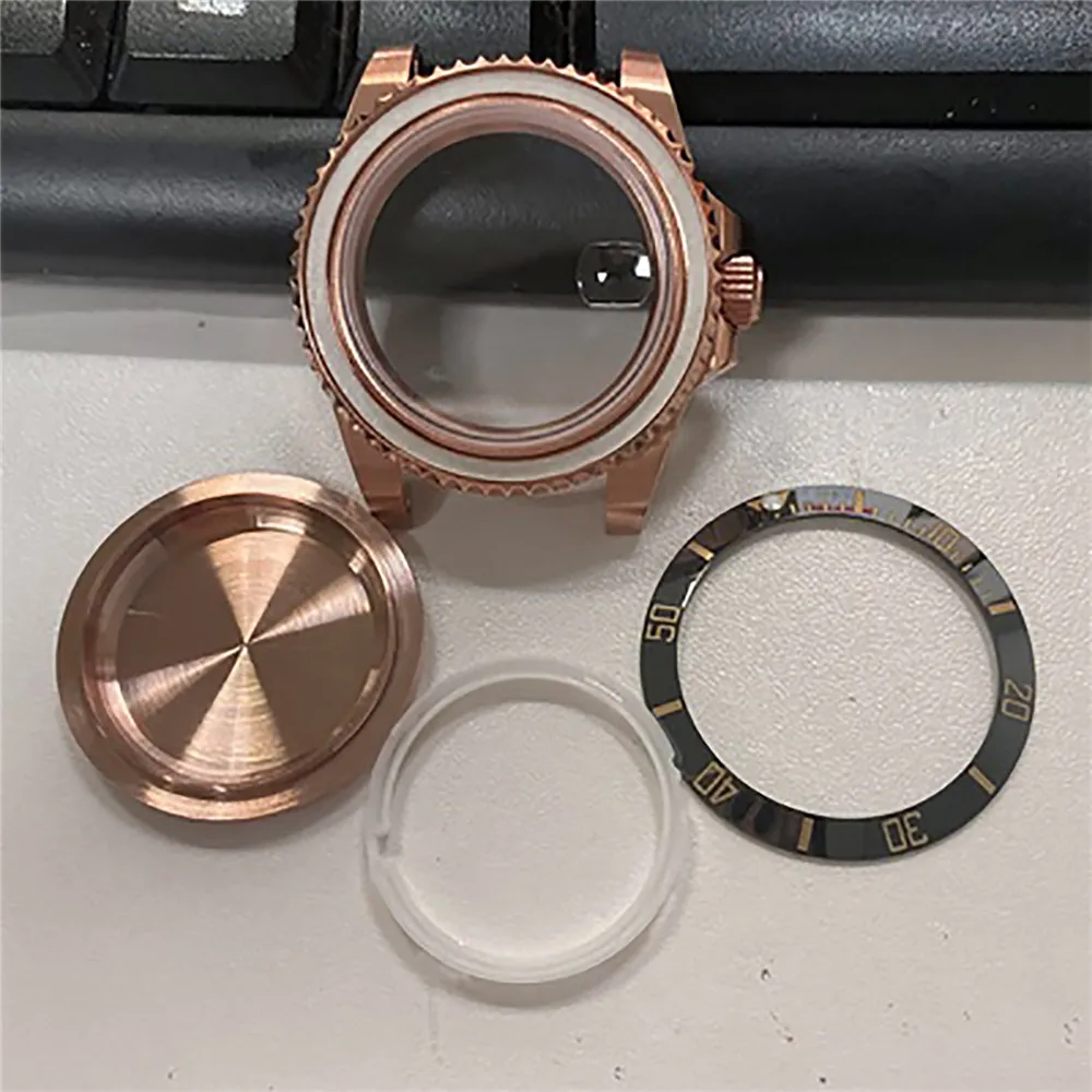 корпус часов из розового золота 41 мм, Сапфировый зеркальный корпус для ETA 2836, для Miyota 8215 8205 8200, для Mingzhu 2813, аксессуары для механизмов 0
