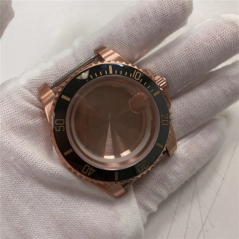 корпус часов из розового золота 41 мм, Сапфировый зеркальный корпус для ETA 2836, для Miyota 8215 8205 8200, для Mingzhu 2813, аксессуары для механизмов 1