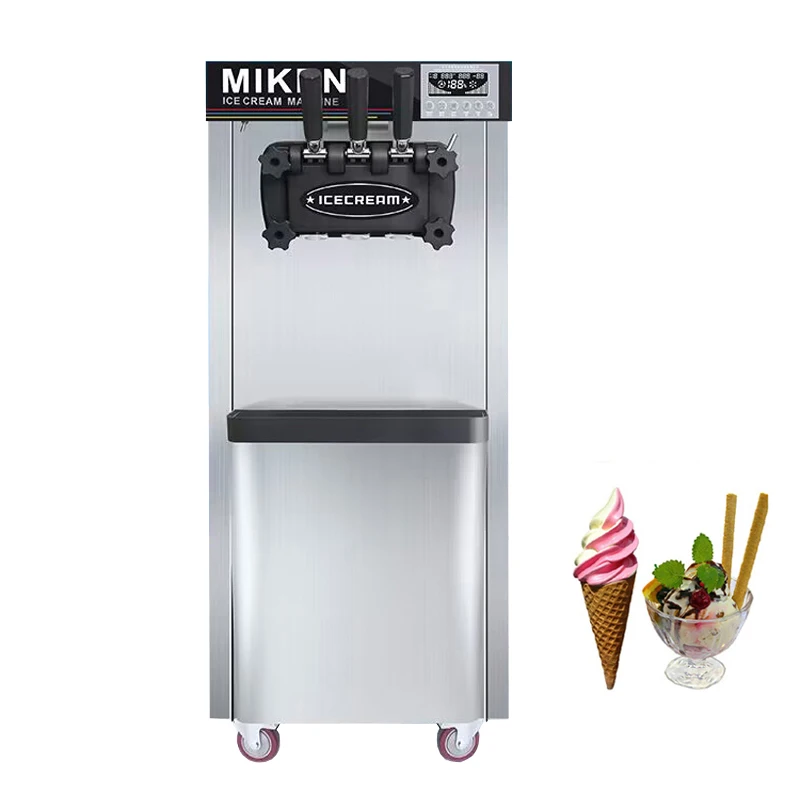 машина для приготовления мягкого мороженого Мощностью 1600 Вт, Вертикальные мороженицы из нержавеющей стали, кухонные приборы трех вкусов 110 В 220 В 0