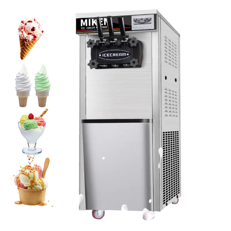 машина для приготовления мягкого мороженого Мощностью 1600 Вт, Вертикальные мороженицы из нержавеющей стали, кухонные приборы трех вкусов 110 В 220 В 1