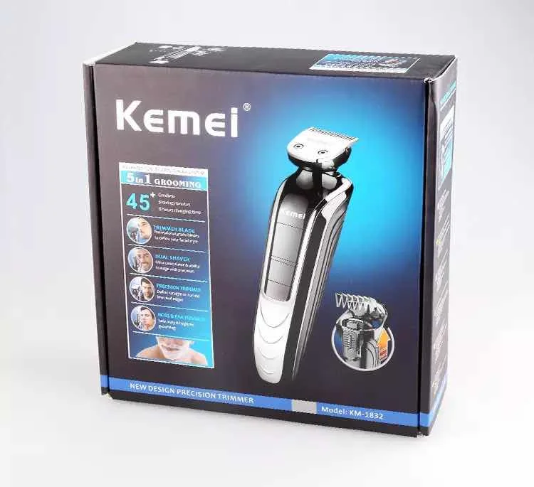 перезаряжаемая электрическая машинка для стрижки волос kemei KM-1832 5 в 1, триммер для волос, бритва, триммер для носа, триммер для волос на теле, 5 в 1 3