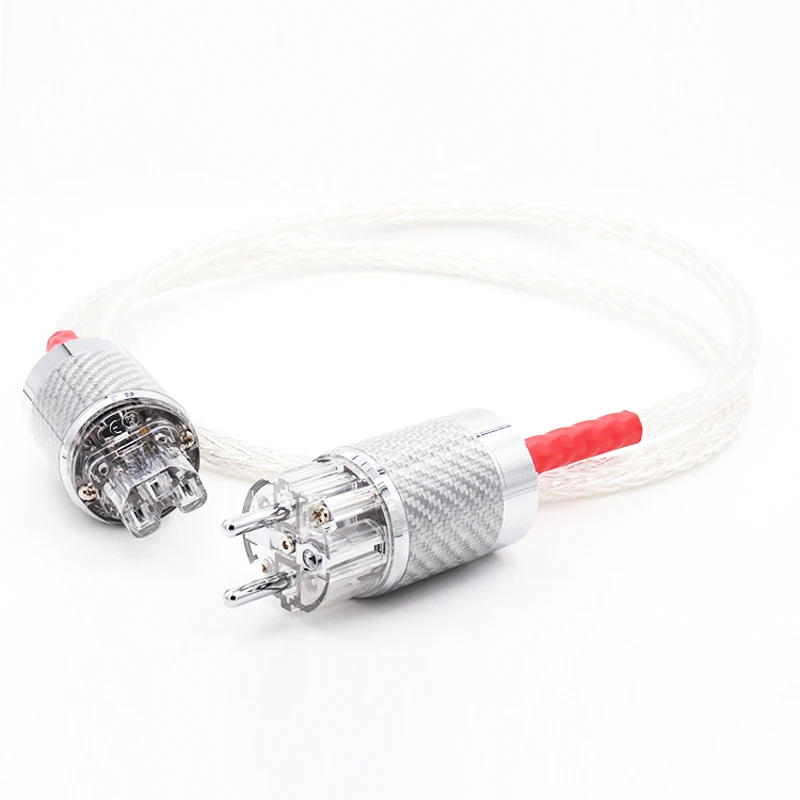 цельный кабель питания Hi End 8ag 8core Twist с серебряным покрытием OCC, кабель питания из углеродного волокна ЕС 0