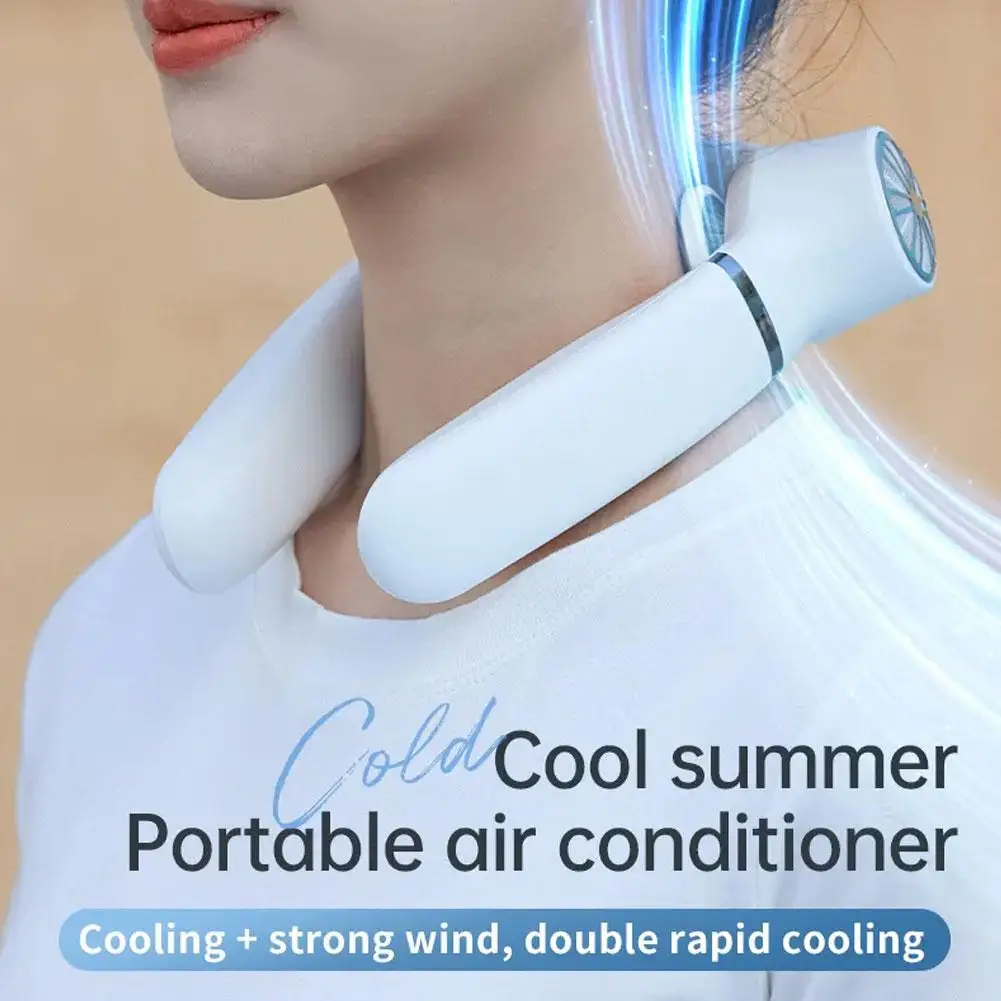 🧊Портативный 4000 мАч подвесной шейный вентилятор Складной летний вентилятор воздушного охлаждения USB перезаряжаемый безлопастный немой шейный вентилятор для занятий спортом на открытом воздухе 1