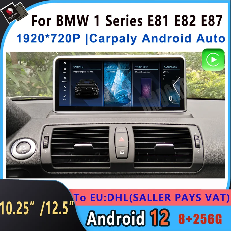 10,25/12,5 Дюймов Snapdragon Android 12 8 + 256G Автомобильный Мультимедийный плеер GPS Навигация Для BMW 1 Серии 120i E81 E82 E87 E88 CarPlay 0