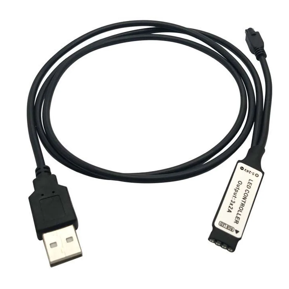 1шт USB RGB светодиодный контроллер DC5V Диммер 24-клавишный мини-инфракрасный контроллер с двумя головками для DC5V RGB светодиодной ленты освещения 5
