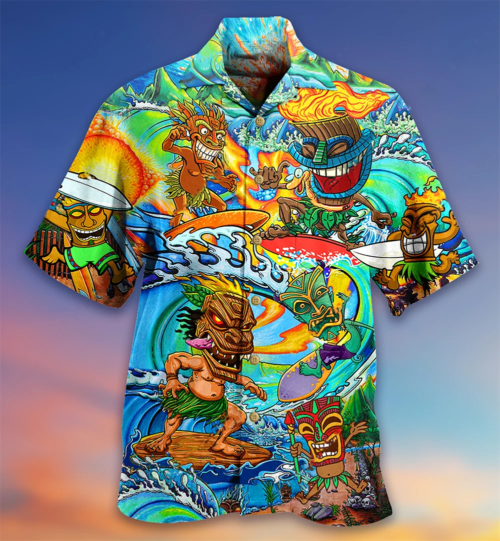 2022 Мужские Рубашки с коротким рукавом в Кубинском стиле, топ с Животным миром, мужские Гавайские рубашки с 3D принтом, летние каникулы, вечеринка, мужские 3
