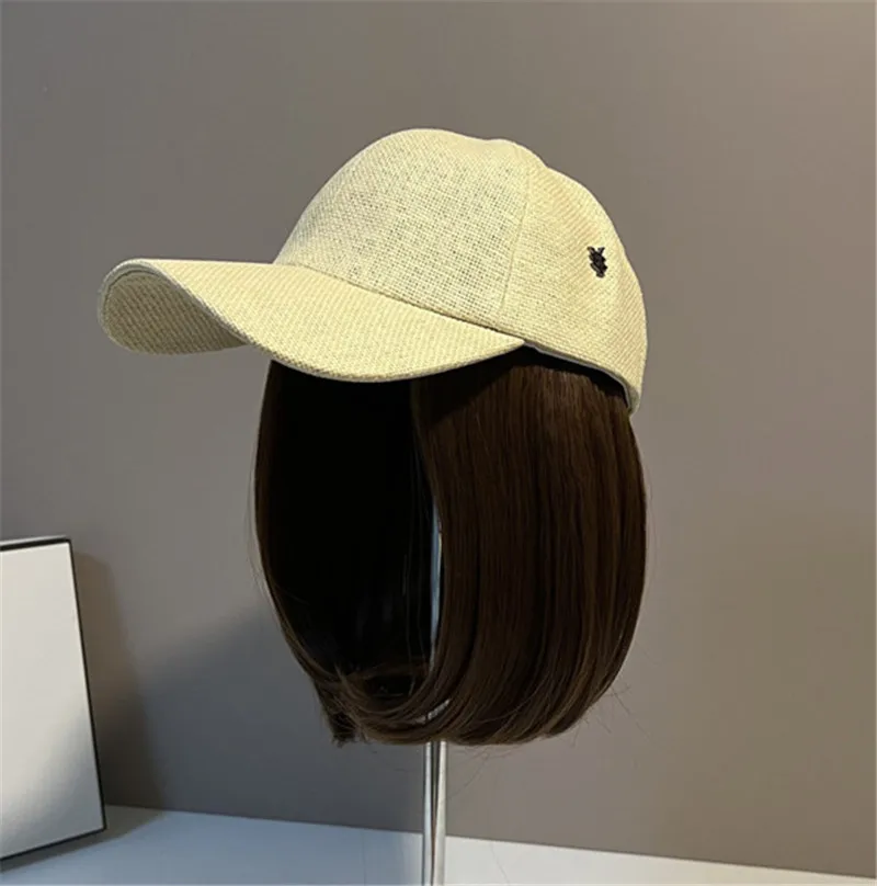202305-wn ins facebook модная шляпа с травой, пэчворк, крутые накладные волосы, женская бейсбольная кепка для отдыха, кепка с козырьком 2