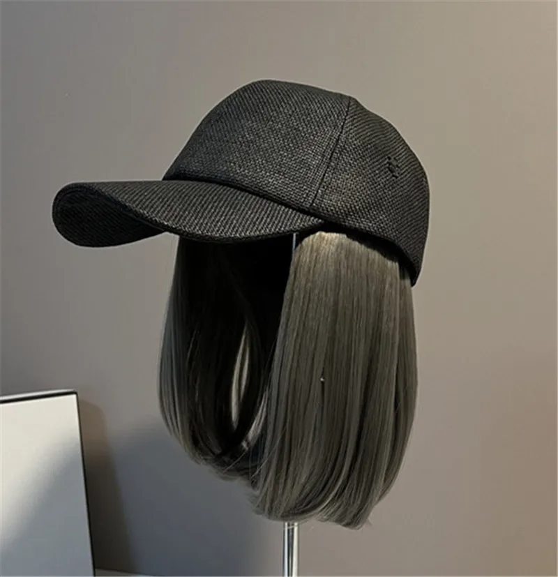202305-wn ins facebook модная шляпа с травой, пэчворк, крутые накладные волосы, женская бейсбольная кепка для отдыха, кепка с козырьком 4