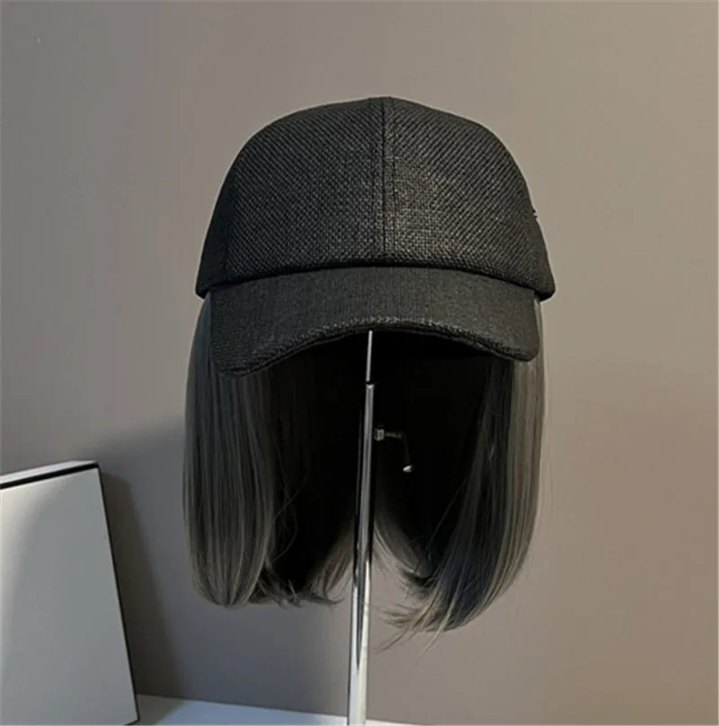 202305-wn ins facebook модная шляпа с травой, пэчворк, крутые накладные волосы, женская бейсбольная кепка для отдыха, кепка с козырьком 5