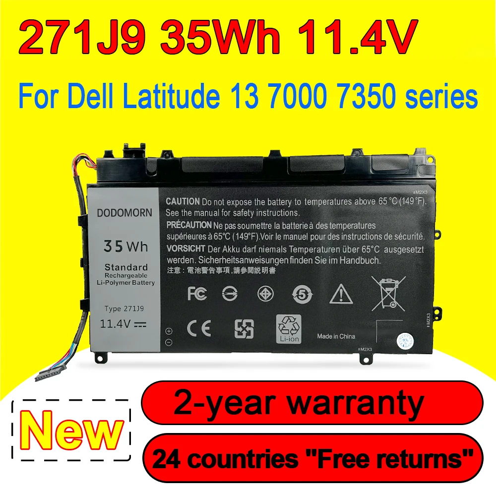 271J9 Аккумулятор Для Ноутбука DELL Latitude 13 7000 7350 GWV47 0GWV47 YX81V 11,1 V 30WH 2700mAh 100% новый Высокое Качество 0