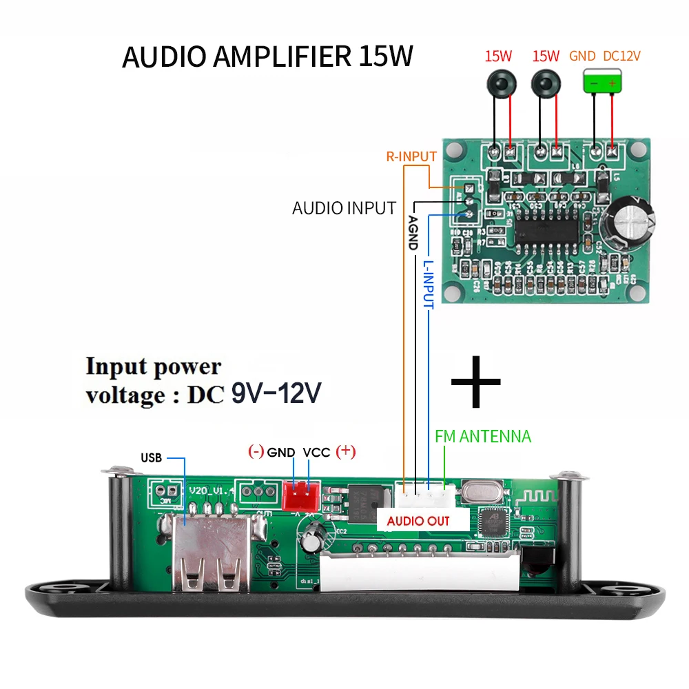 30 Вт MP3 WMA Декодер Плата Беспроводной Аудиомодуль USB AUX FM TF Радио Bluetooth Музыкальный Автомобильный Плеер С Дистанционным Управлением DC 9 В-12 В 3