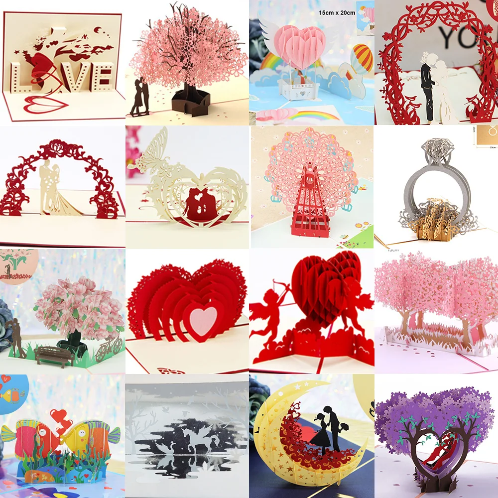 3D Всплывающая открытка с любовью для жены и подруги, подарок на День Святого Валентина, юбилей, Приглашение на свадьбу, поздравительные открытки с благодарностью 0