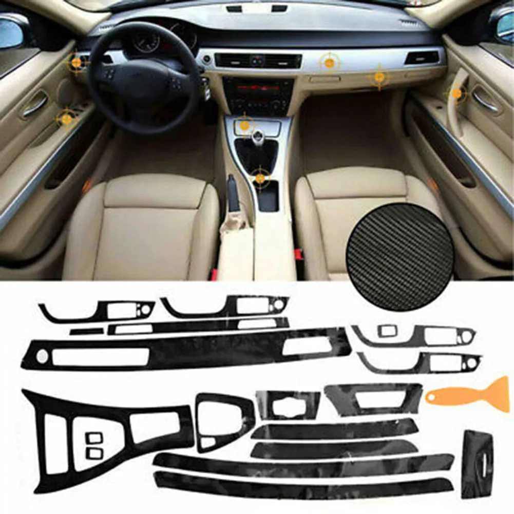 5D Внутренняя Глянцевая Наклейка с отделкой из углеродного волокна для BMW 3 Серии E90 2005-2012, Аксессуары для интерьера, Автомобильные наклейки 5