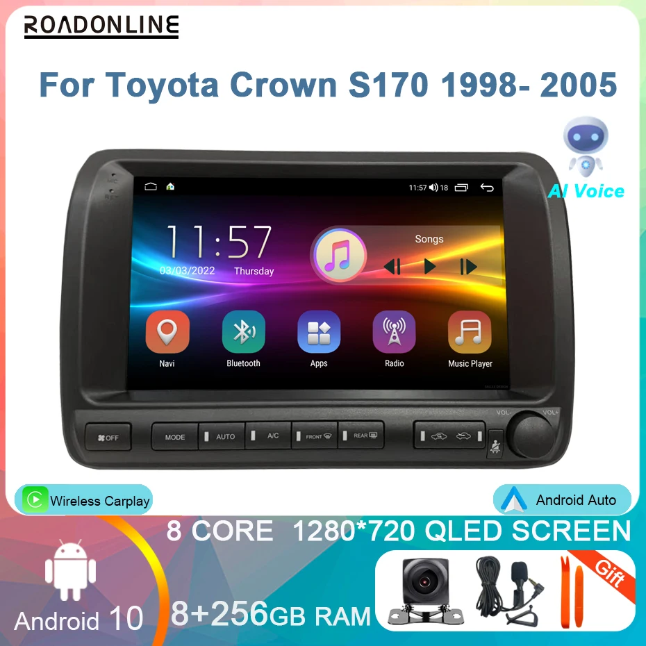 8 + 256 ГБ Android 10 Автомобильный Радиоприемник Для Toyota Crown S170 1998-2005 GPS Navi Автомобильный Мультимедийный Плеер Стерео Экран Авторадио 0
