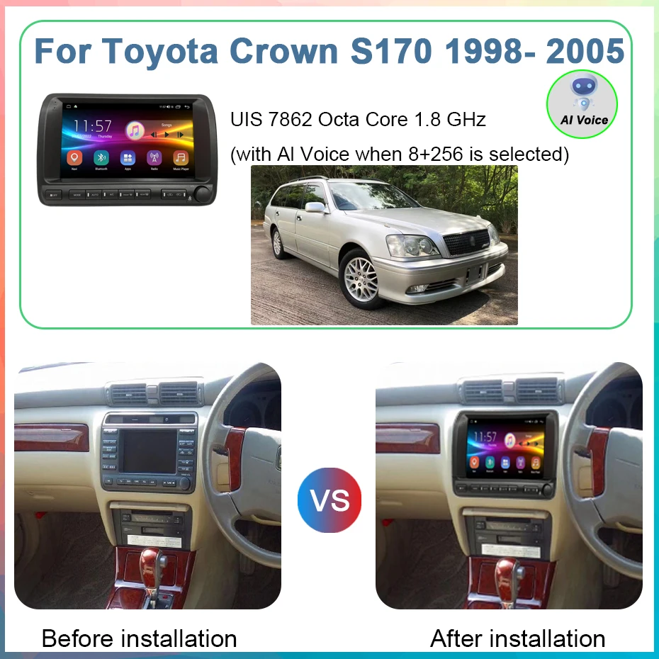 8 + 256 ГБ Android 10 Автомобильный Радиоприемник Для Toyota Crown S170 1998-2005 GPS Navi Автомобильный Мультимедийный Плеер Стерео Экран Авторадио 1