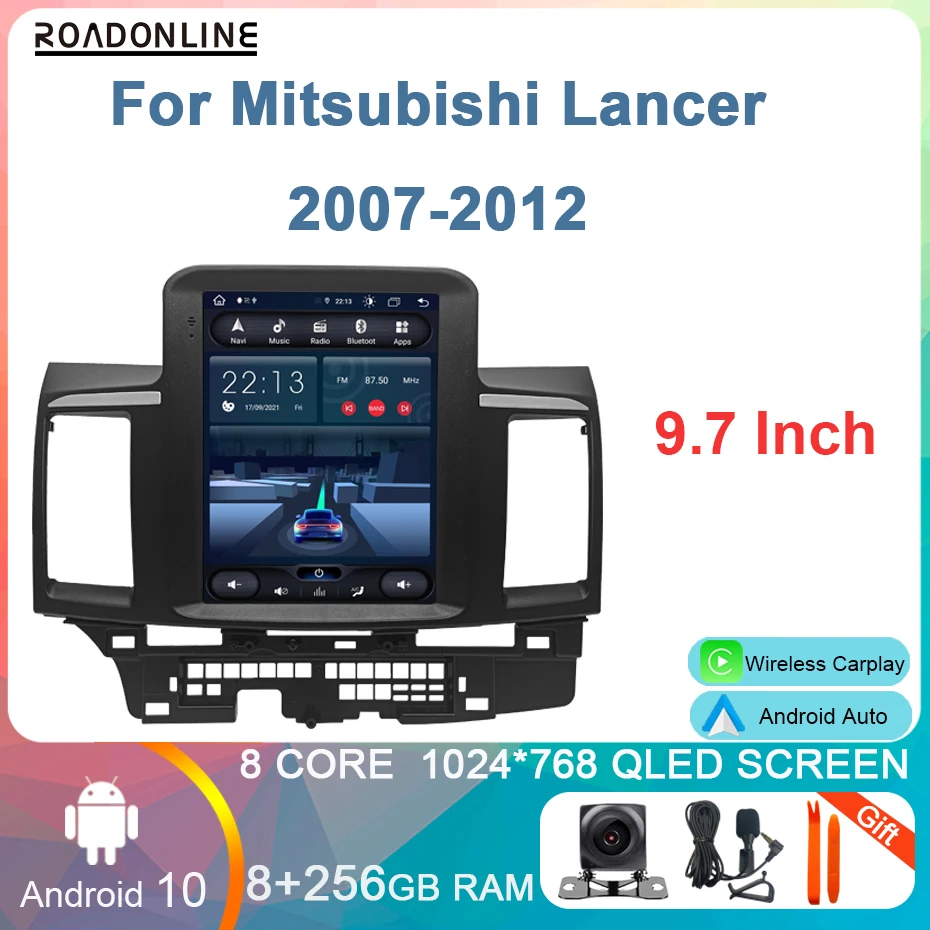 8 + 256 ГБ Android 10, автомобильное радио для Mitsubishi LANCER 2007-2012, экран в стиле Tesla, восьмиядерный мультимедийный плеер, Авто Стерео WIFI 0