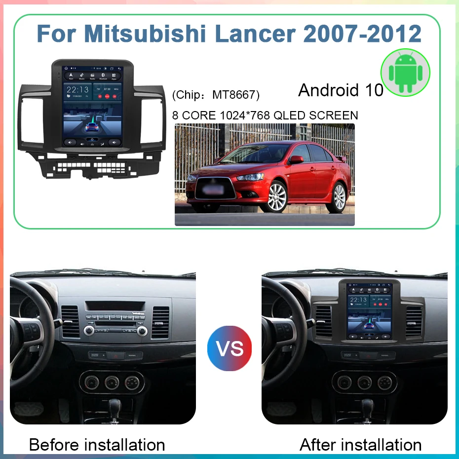 8 + 256 ГБ Android 10, автомобильное радио для Mitsubishi LANCER 2007-2012, экран в стиле Tesla, восьмиядерный мультимедийный плеер, Авто Стерео WIFI 1