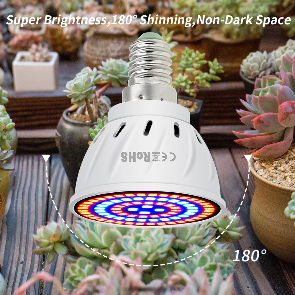 80LED E27 Full Spectrum Led Grow Light E14 Лампа для Гидропоники для рассады цветов GU10 Лампа для растений Led Lighting MR16 Фито Лампа 220V 1