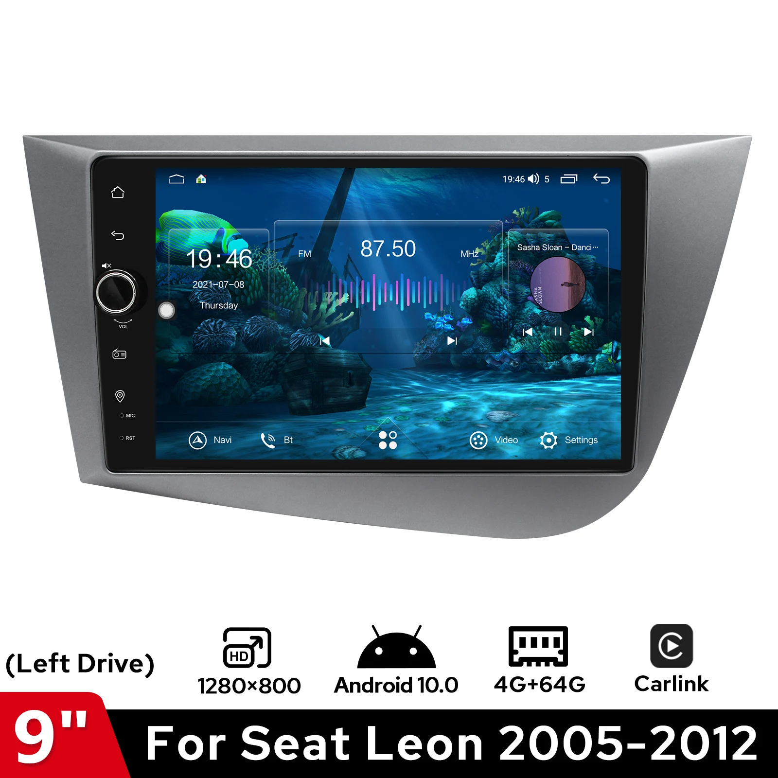 Android 10,0 QLED Экран Мультимедиа Видео Стерео Головное устройство DSP NO 2din Автомобильная Радионавигация GPS Carplay Для Seat Leon 2005-2012 0