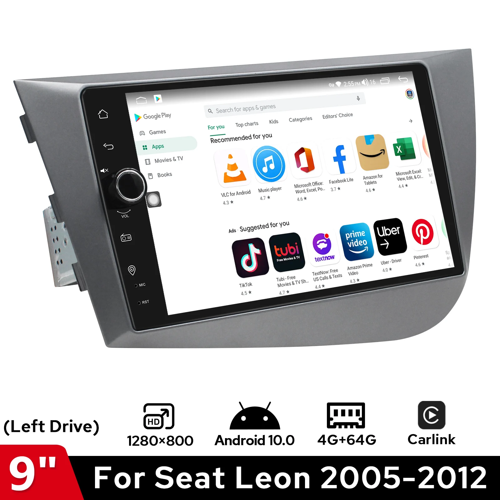 Android 10,0 QLED Экран Мультимедиа Видео Стерео Головное устройство DSP NO 2din Автомобильная Радионавигация GPS Carplay Для Seat Leon 2005-2012 3
