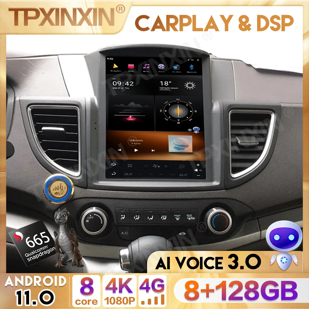 Android 11,0 Автомобильный радиоприемник Для Honda CR-V 4 CRV RM RE 2012-2018 Мультимедийный Видеоплеер 2 Din GPS Навигация Carplay DVD Головное устройство 0