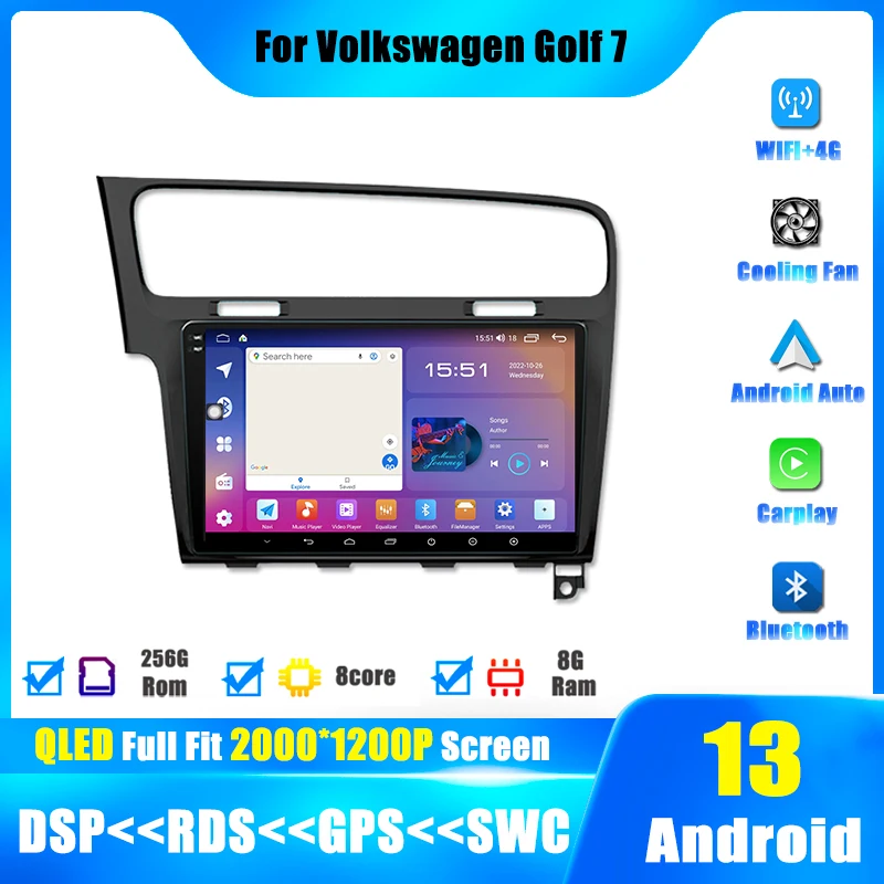 Android 13 Плеер для Volkswagen Golf 7 2013-2017 Стерео Carplay Автонавигация Автомобильное радио GPS Мультимедиа 4G WIFI DSP Видео 0
