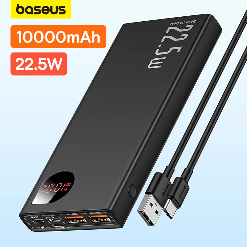 Baseus 10000 мАч Power Bank 22,5 Вт Портативное Зарядное Устройство Внешний Аккумулятор Быстрая Зарядка Powerbank для iPhone 13 14 Xiaomi Samsung Huawei 0