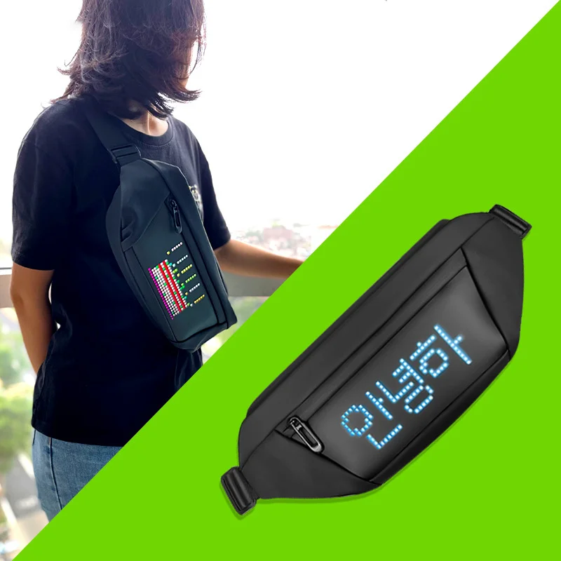 Bluetooth Светодиодный рекламный Рюкзак из ткани Оксфорд, мужская и женская светодиодная поясная сумка, Уличные велосипедные светодиодные сумки через плечо для мобильных телефонов 5