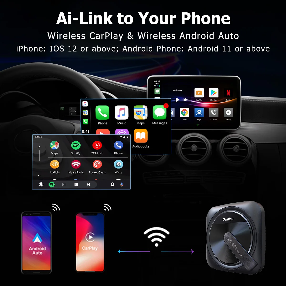 Carplay Ai Box 4G LTE Видео Android Автоматический Беспроводной Адаптер Мультимедийная Система Автомобильное РАДИО GPS для Spotify HYUNDAI Palisade Venue 4