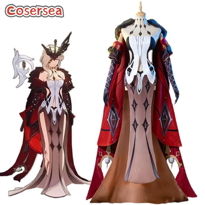 Cosersea Game Genshin Impact NPC Синьора Косплей костюм Женское платье Униформа Наряд на Хэллоуин Полный комплект Плащ костюм 0