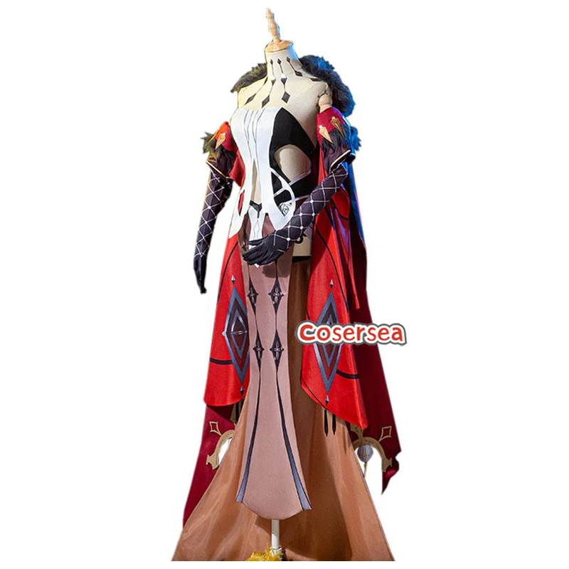 Cosersea Game Genshin Impact NPC Синьора Косплей костюм Женское платье Униформа Наряд на Хэллоуин Полный комплект Плащ костюм 3
