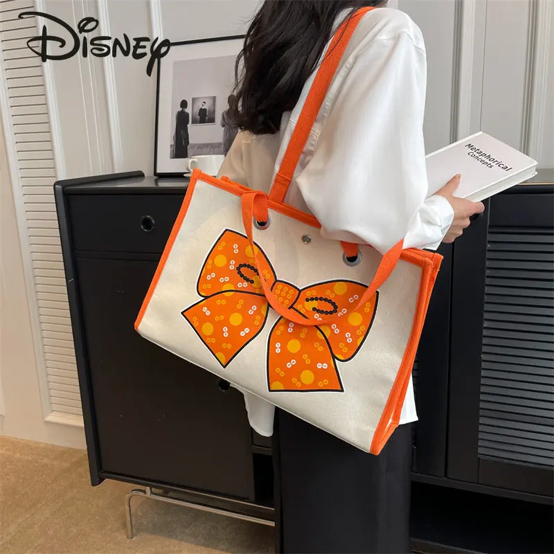 Disney Minnie, Новая модная женская сумка, высококачественная сумка большой емкости, Мультяшная сумка для отдыха и покупок, сумка для защиты окружающей среды 4
