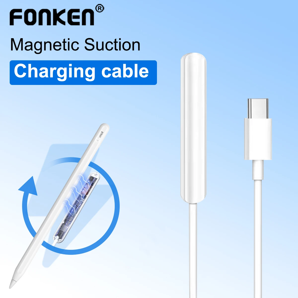 FONKEN Для Apple Pencil 2, Адаптер для зарядного устройства 2-го типа C, Магнитный кабель для зарядки USB C Для Apple Pencil 2, зарядное устройство для 2-го стилуса 0